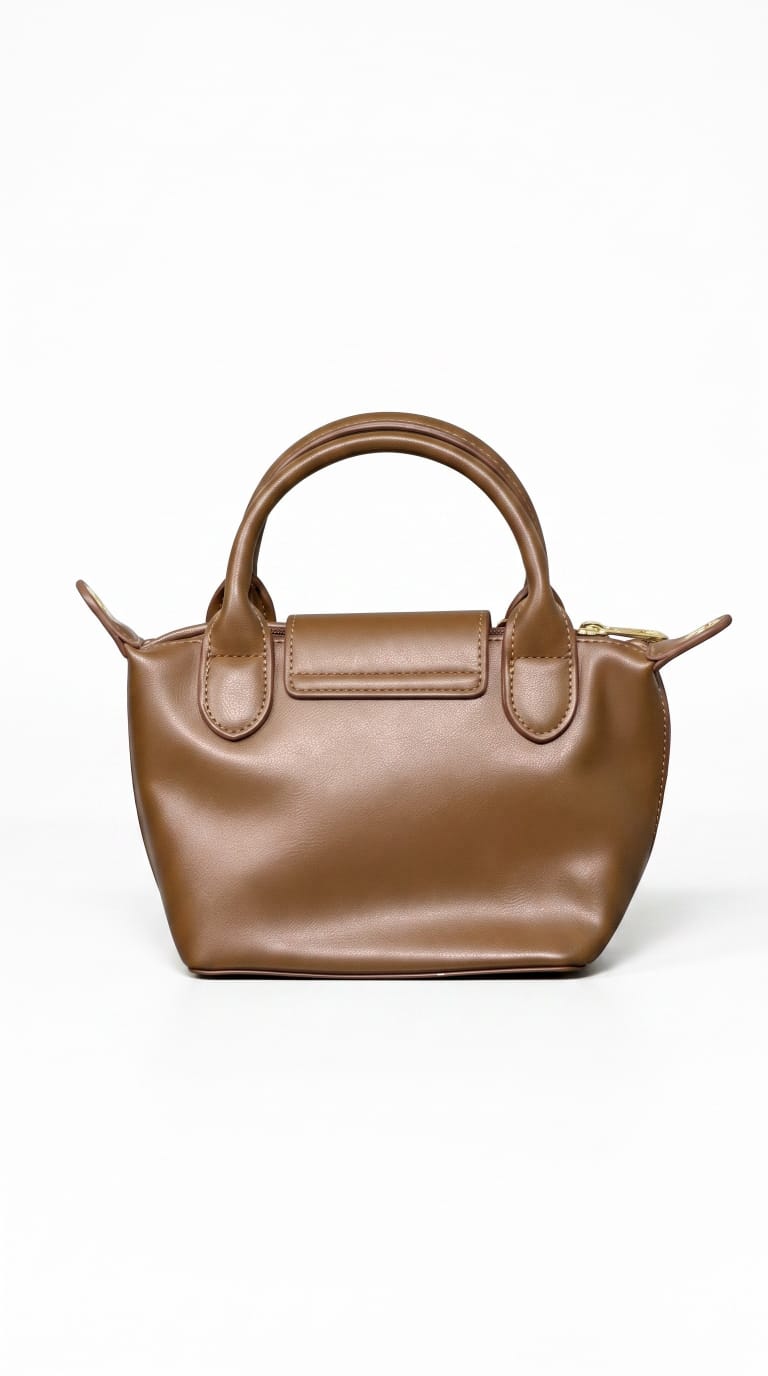 Aria Pleated Mini Tote Handbag – Caramel Tan
