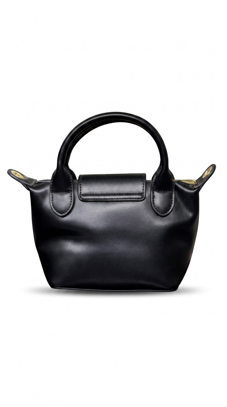Aria Pleated Mini Tote Textured Handbag – Noir Black