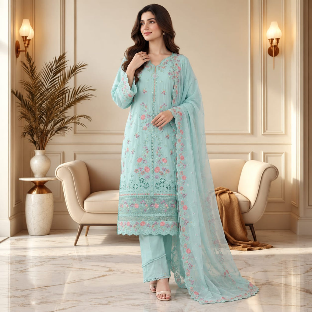 Aab-e-Hayat — Embroidered Lawn Cotton 3-Piece Suit