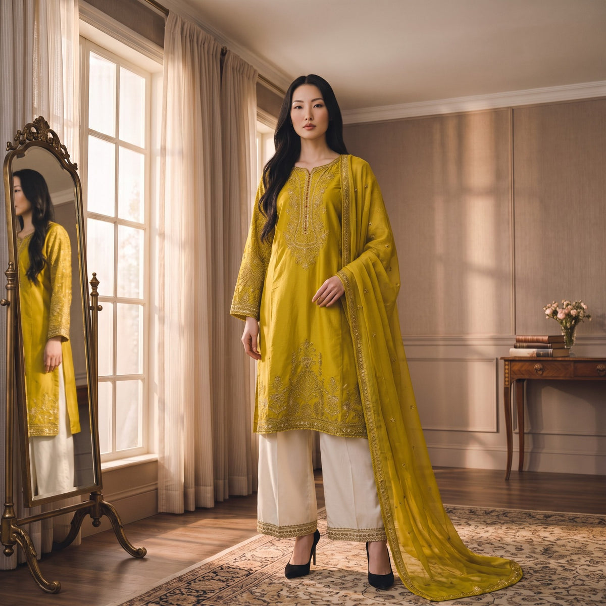 Sunehri — Embroidered Lawn Cotton 3-Piece Suit