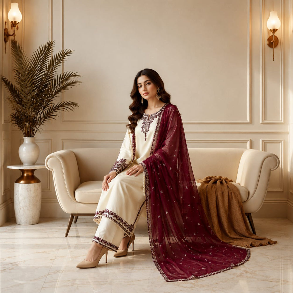 Gulrukh — Embroidered Lawn Cotton 3-Piece Suit