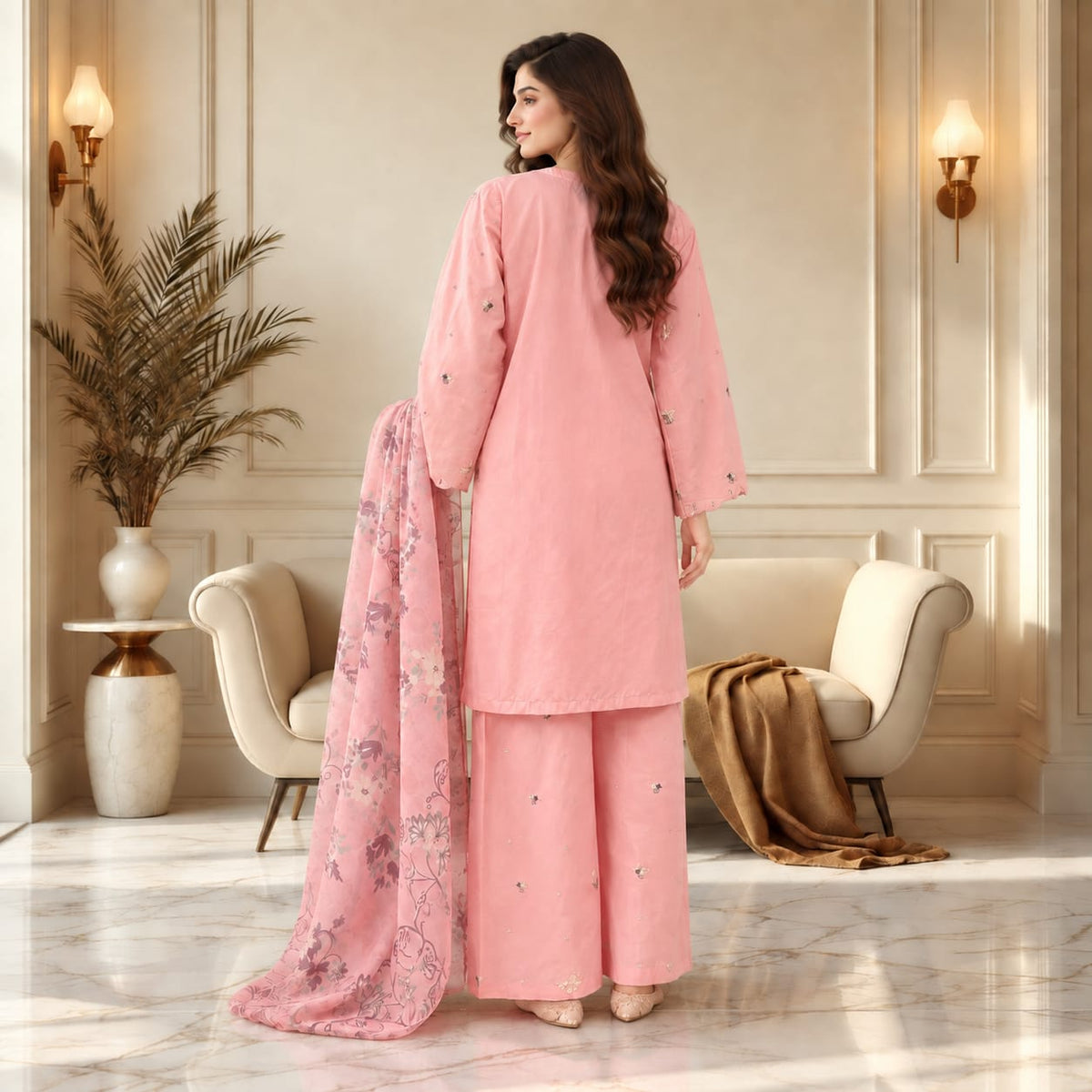 Mahveen — Stitched Embroidered 3-Piece Suit